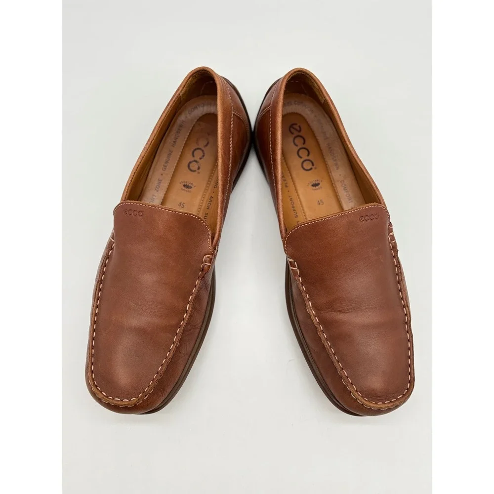 ECCO Mens Classic Moc 2.0 Brown Leather Driving Loafers Shoes Size 45 US 11-11.5